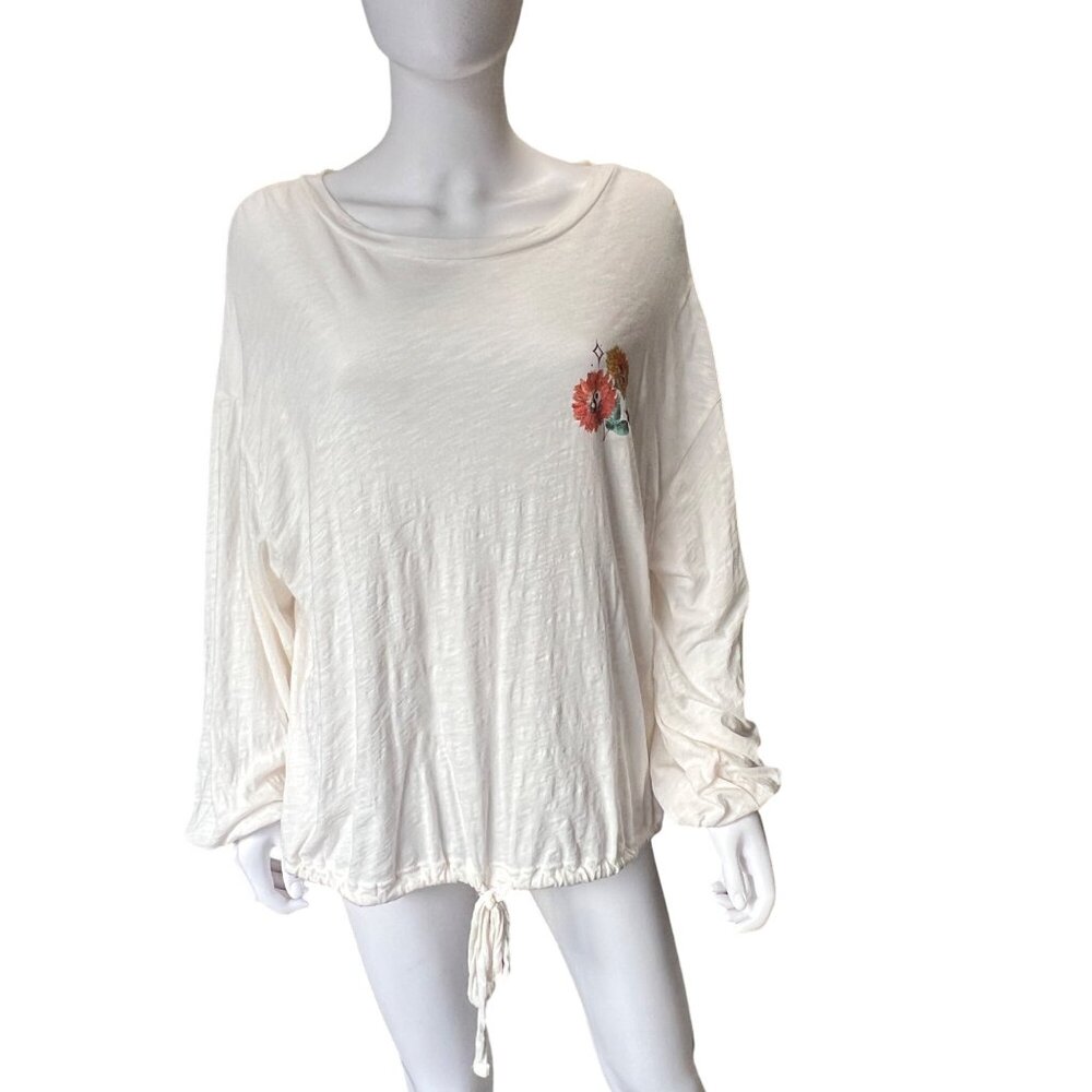 Torrid White Graphic Pullover Top w/ Sunflower Print - Come As You Are - Size 0